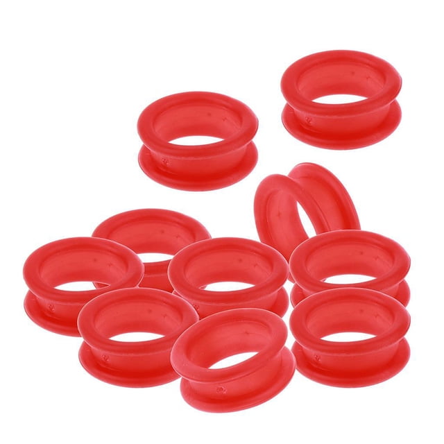 Vogacara 10x Tijeras de peluquero Tijeras Anillo de dedo Empuñaduras Insertos Rosa roja plantillas de cejas Rojo 10 piezas