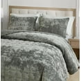 thumbnail image 2 of Chezmoi Collection Piers Medium Gray Velvet Quilt Queen Set, 3-Piece Lush Plush Distressed Velvet Bedding All Season Lightweight Bedspread, Brushed Microfiber Reverse with Double Square Stitch, 2 of 9