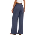 thumbnail image 6 of Fantaslook Linen Wide Leg Pants for Women Flowy Palazzo Drawstring Elastic Waist Trousers with Pockets Summer Beach Vacation Clothes, 6 of 10