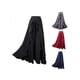 thumbnail image 5 of Falda cruzada informal lisa con lazo en la cintura para mujer, pantalones de gasa con volantes, pernera ancha, vestido holgado, 5 of 5