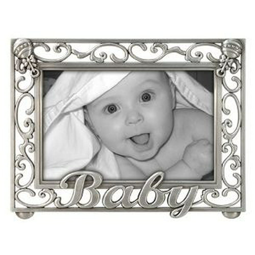 4x6 Baby  Picture  Frame  SCROLL WORDS Pewter Walmart com 