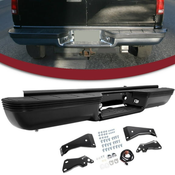 Black Rear Bumper For 1988-2000 Chevrolet C1500 C2500 K1500 K2500 Fleetside