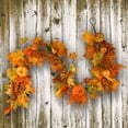 thumbnail image 2 of National Tree Company Artificial Autumn Garland, Orange, Made with Pumpkins, Gourds, Maple Leaves, Berry Clusters, Autumn Collection, 5.8 ft, 2 of 2