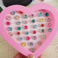 thumbnail image 4 of 12/36PCS/set Adjustable Kids Crystal Rings Jewelry Heart Star Square Open Finger Ring For Children Girl Party Gift 64 36pcs with gift box, 4 of 6