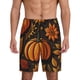 thumbnail image 1 of Balery Autumn Pumpkin Leaves Pantalones cortos de pijama de punto de algodón para hombre con cinturilla y bolsillos-3X-Large, 1 of 6
