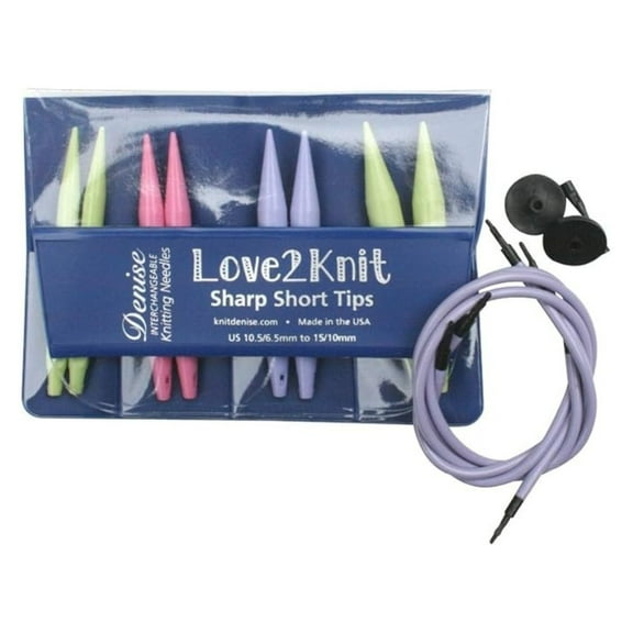 Love2Knit Knitting Needles - Sharp Short Tip Interchangeable Set (US 10.5-15, Pastel) for Small Circular Knitting, Lace & Cables