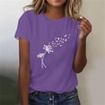 thumbnail image 2 of Tii.MM Hauts d'Été pour Femmes 2025 T-Shirt Graphique à Manches Courtes Col Ras du Cou T-Shirts à Imprimé Pissenlit T-Shirts Mignons Basiques, 2 of 4