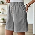 thumbnail image 5 of cocolona Womens Summer Casual Striped Lounge Shorts Elastic Waist Straight Wide Leg Beach Shorts with Pockets, 5 of 5