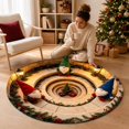 thumbnail image 5 of BZPIZ 24“ Christmas Round Rug, 3D Optical Illusion Train Tunnel Prank Rug, Christmas Train Holiday Floor Mat for Living Room Bedroom Entryway, 5 of 6