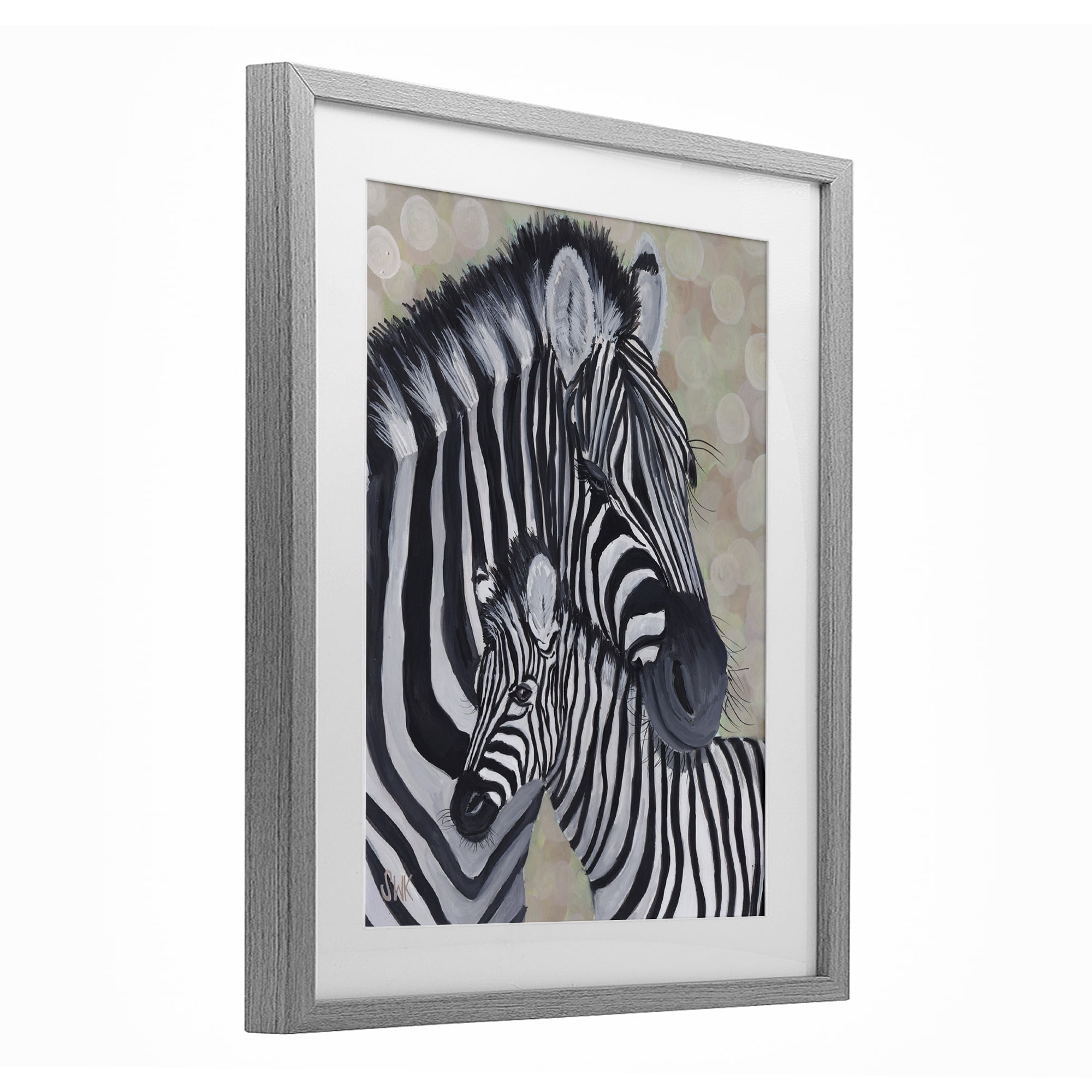 Stupell Industries Mama Zebra & Her Foal Gray Framed Print Under Glass, design by Sarah Waldron Kimball