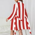 thumbnail image 3 of Robe de Pyjama Rayée Rouge et Blanche Col en V Imprimé Vintage Graphique Vêtements de Nuit Manches Longues pour Femmes Robes de Chambre Automne, 3 of 5