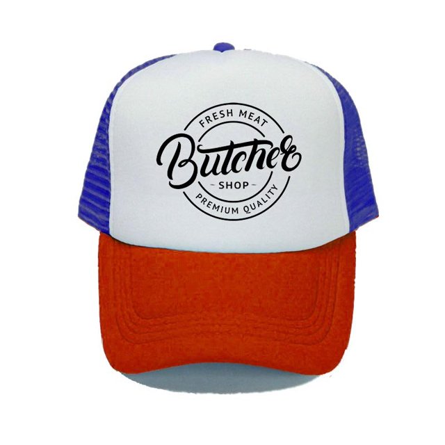 Butcher Shop Advertisement Snapback Cap Premium Quality Fresh Meat Shop Trucker Hats Animal Pig Pork Cut Knife Outdoor Hat YY31156-60cm for adult Gao Jinjia LED