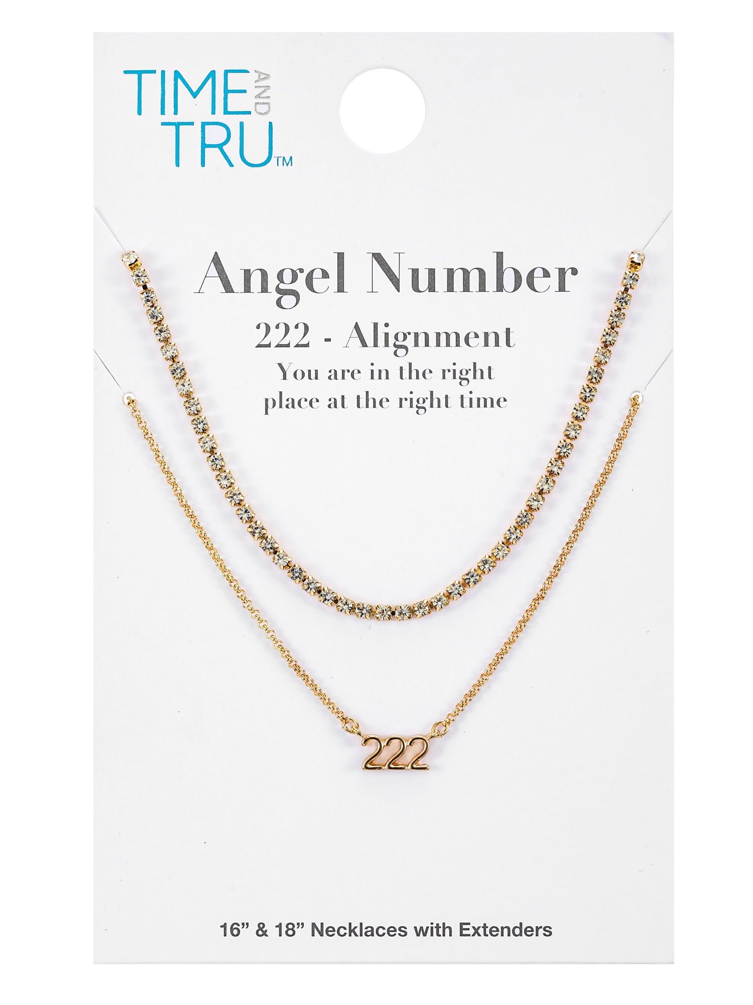 Time and Tru Goldtone Angel Number 222 Necklace Set, 2 Pieces