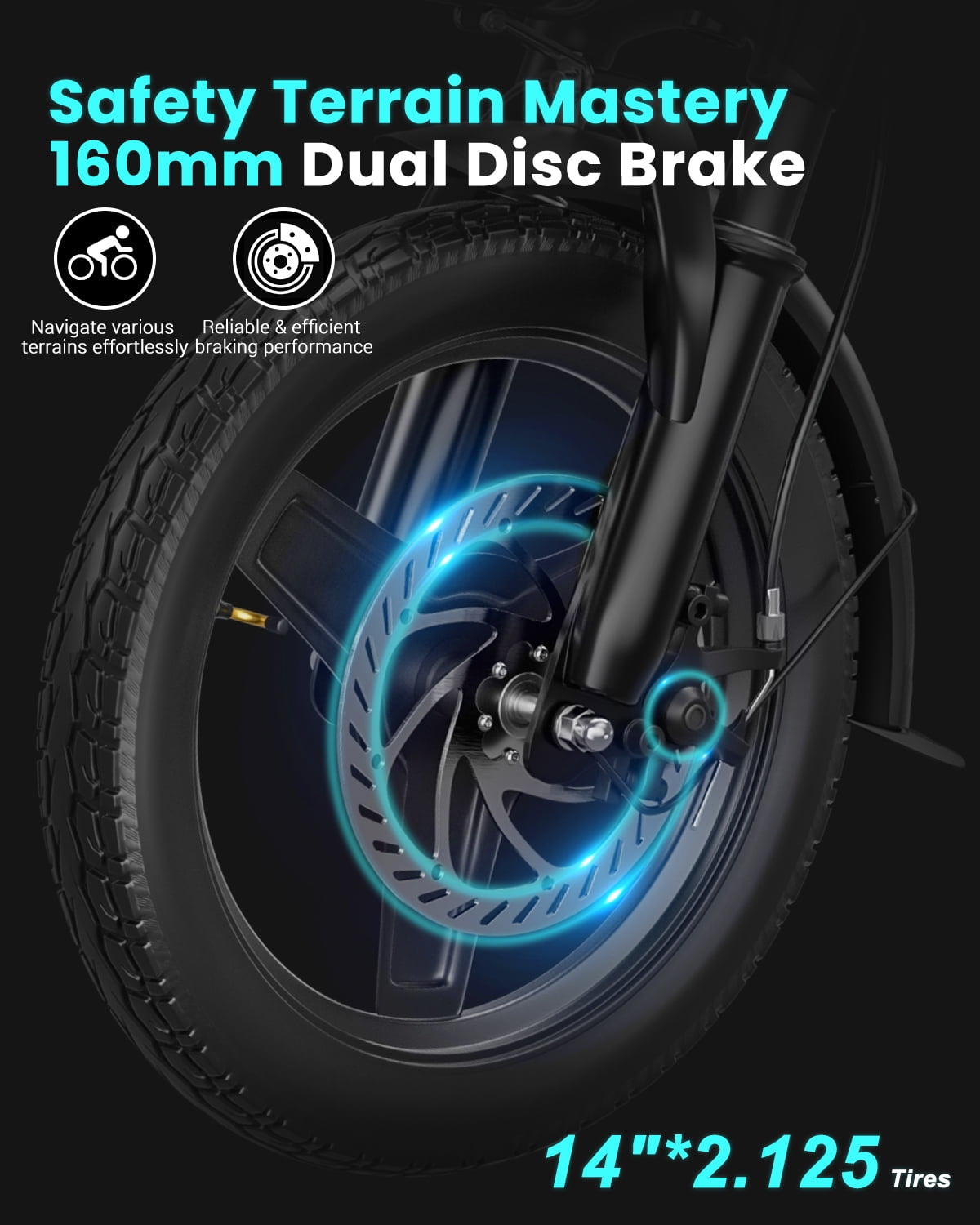 Favoto Electric Bike for Adults, 14" Triple Suspension Ultra Stable Folding Ebike, 400W Motor 48V10.4Ah Removable Battery, Aluminum Alloy Commuter Electric Bicycle for Men Women UL2849