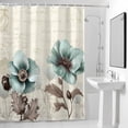 thumbnail image 4 of Green Flowers Brown Leaves Fabric Shower Curtain Vintage Floral Washable Shower Curtains for Bathroom, Waterproof Bath Curtain with Hooks Home Decor 72x84in, 4 of 8