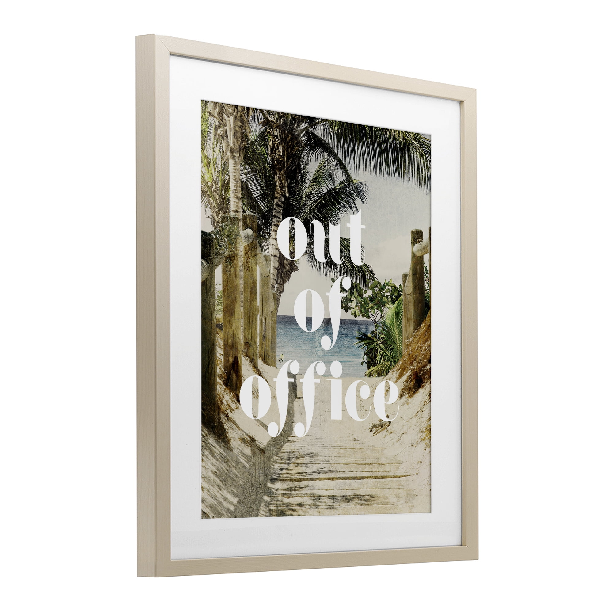 Out of Office Beach Path Birch Framed Print Under Glass, design by Lil' Rue
