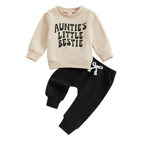 

adviicd Toddler Baby Girl Fall Winter Outfit Letter Print Long Sleeve Sweatshirts and Stretch Pants Infant Girl Clothes (Beige 2-3 Years)