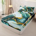 thumbnail image 2 of Erosebridal Modern Marble Art Zipper Full Size Comforter Sets with Fitted Sheet and 2 Pillowcases,Teal Ink Fluid Aesthetic Zipper Bedding Set For Girls,Black Reversible,4pcs, 2 of 7