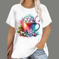 thumbnail image 1 of Camisetas de Navidad para mujer, Tops con estampado de dibujos animados de Papá Noel, camisetas de manga corta con cuello redondo, ropa informal de fiesta, Tops de gran tamaño para mujer, 1 of 5