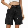 thumbnail image 2 of Vintage Knee Length Baggy Jorts with Pockets Cargo Shorts for Women High Waisted Y2k Streetwear Fashion Black Grey XL, 2 of 9
