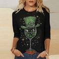 thumbnail image 3 of JTZGDY Plus Size St. Patrick's Day Tops for Women Dressy Casual Green Shamrock Clover Pattern Print 3/4 Sleeve Crewneck Tunic Shirts Loose Oversized Comfy Holiday Outfit Tees Blouse, 3 of 6