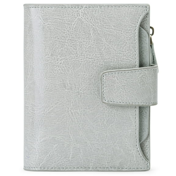 Women's Small RFID Blocking Zipper Pocket Wallet Ladies Credit Card Slots Purse with id Window (light gray)