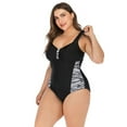 thumbnail image 3 of Baywell Women Plus Size One Piece Swimsuits Tummy Control Bathing Suits V Neck Swimwear, Black A, XL, 3 of 6