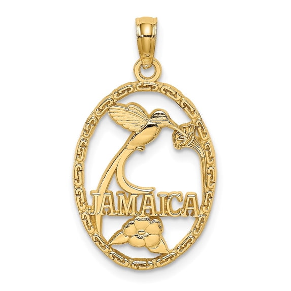 FB Jewels 14K Yellow Gold Jamaica with Bird and Flowers Pendant