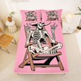thumbnail image 5 of Manfei Gothic Spider Web Print Halloween King Sheets,Cute Cartoon Bat Bedding,4 Pieces,1 Flat Sheet,1 Fitted Sheet and 2 Pillowcases, 5 of 6