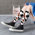 thumbnail image 6 of Picia Women Crew Soft Moisture-wicking Socks Brown Black Cow Pattern Design Cotton Socks, One Size fit All, 6 of 9