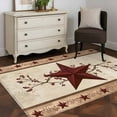 thumbnail image 3 of 4'x6' Area Rugs, Red Texas Star Rustic Indoor Outdoor Area Rug for Living Room Bedroom, Farmhouse Berry Brown Wooden Washable Bathroom Rugs Kitchen Floor Carpet Mats Home Decor Aesthetic, 3 of 8