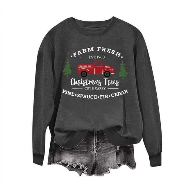RKSTN Sweat-Shirt pour Femmes Col Rond Imprimé Halloween Chandail en Molleton Manches Longues Chandail en Molleton à Capuche Chandail en Molleton de Noël