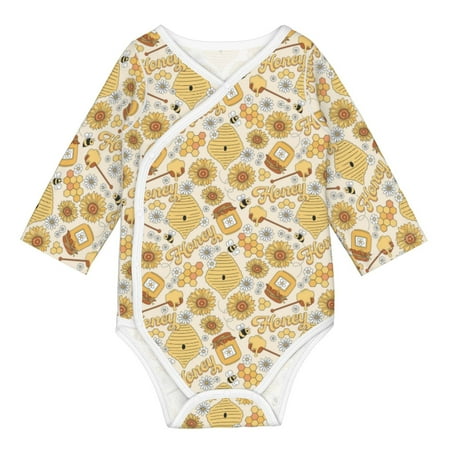 

Coaee Honey Honeycomb for Soft Cotton Baby Long-Sleeve Bodysuit Girls Boys Bodysuit Romper