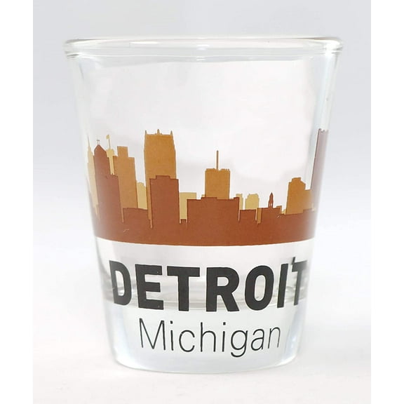 Detroit Michigan Sunset Skyline Shot Glass