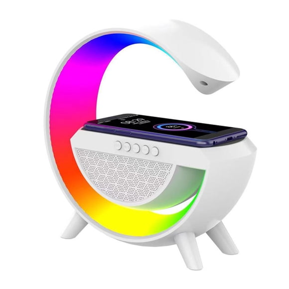 Altavoz de luz nocturna RGB 6-en-1 cargador de teléfono inalámbrico