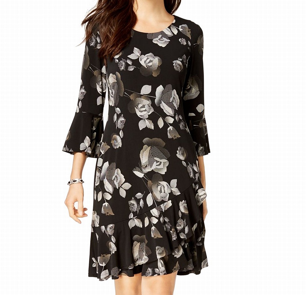 CONNECTED APPAREL Womens Black Floral 