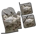 thumbnail image 1 of ZICANCN Oven Mitts and Pot Holders Sets,Swan Natural Feathers Baking Sets Kitchen Heat Resistant 4 Pieces, 1 of 8