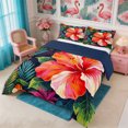 thumbnail image 3 of Manfei Boho Flowers Full Size Comforter Sets 3-Piece,Hawaiian Tropical Botanical Bedding Comforter Set,1 Comforter and 2 Pillowcases,Reversible, 3 of 6