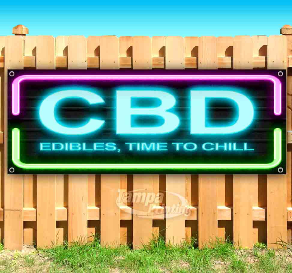CBD Advertising Vinyl Banner Flag Sign SMOKE SHOP OILS EDIBLES 