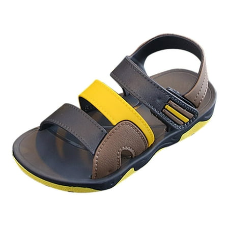 

Kids Sandals Boys Fashion Summer Beach Outdoor Buckle Non Slip Flat Slippers Yellow 29 5Y-5.5Y