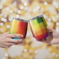 thumbnail image 2 of 12oz Stemless Wine Tumblers Colorful Rainbow Checkered Pattern Vacuum Insulated Stainless Steel Travel Tumbler Cups Mug with Lid and Straw for Champaign,Cocktail,Beer with Cleaning Brush, 2 of 5
