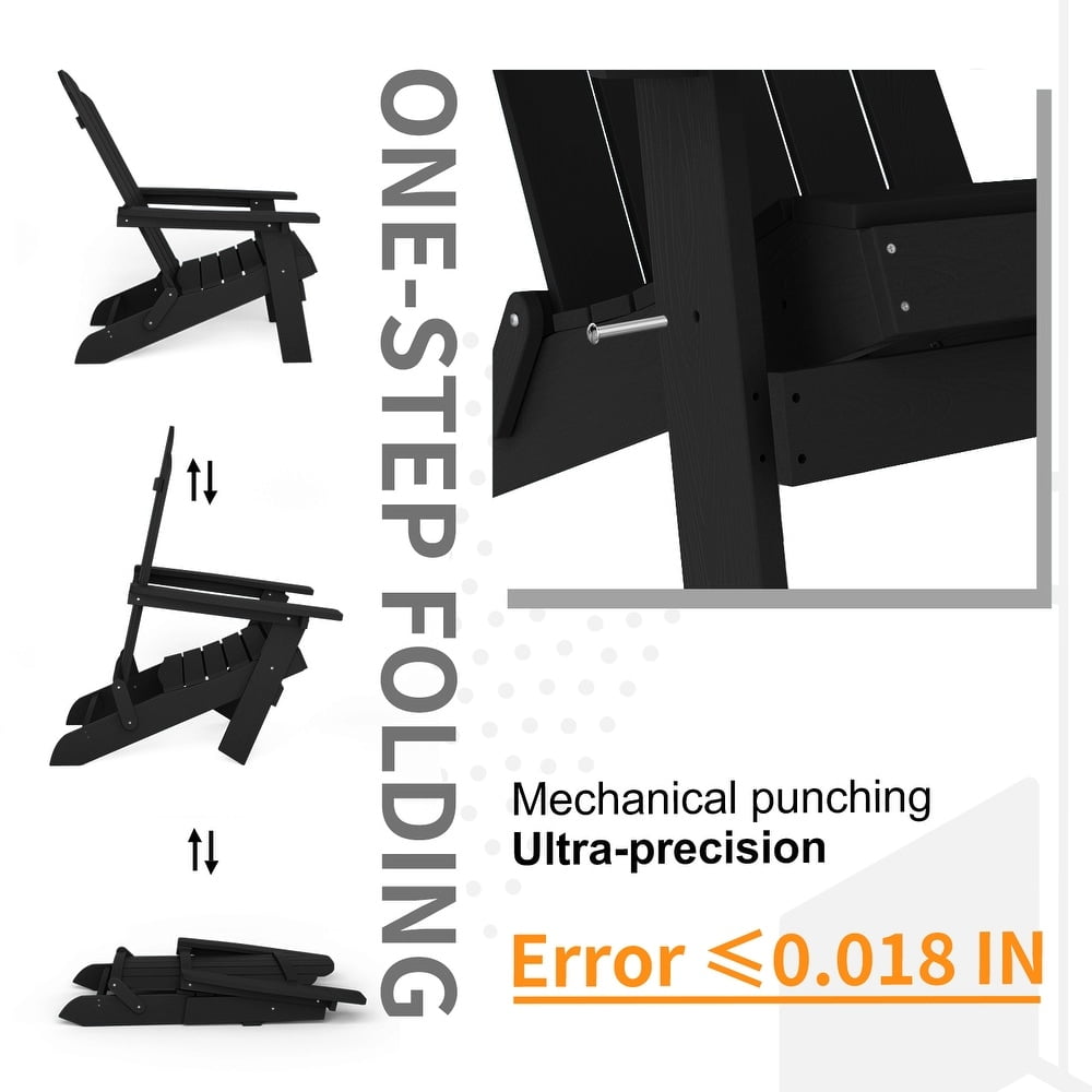 WINSOON All Weather HIPS Outdoor Folding Adirondack Chair Outdoor Garden Patio Chair-Black