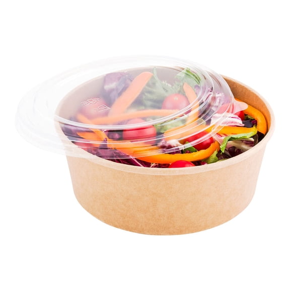 Bio Tek 44 oz Round Kraft Paper Salad Container - 7 1/4" x 7 1/4" x 2 1/2" - 50 count box