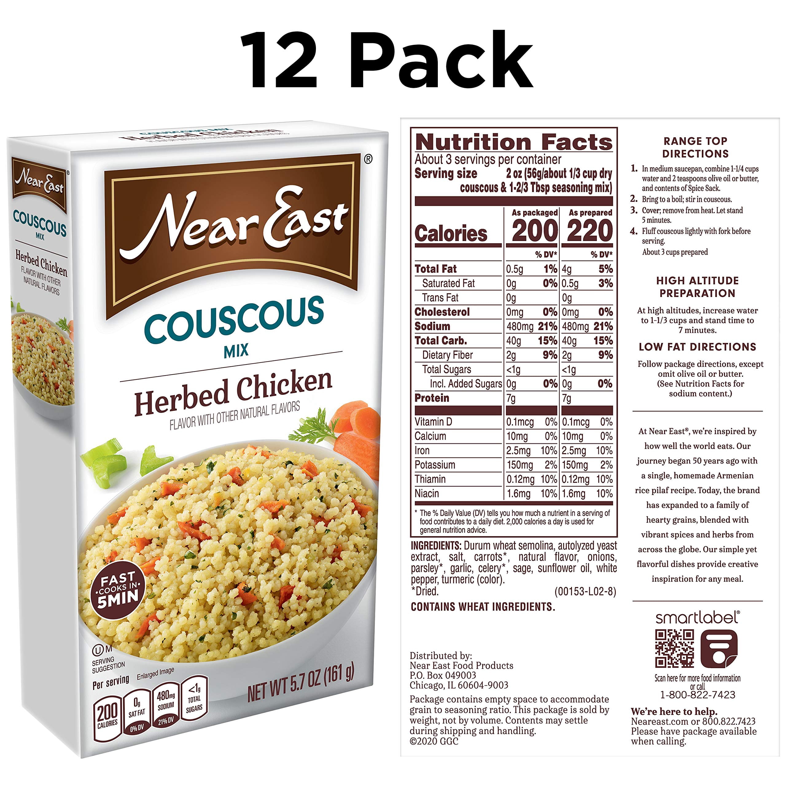 Near East Couscos Mix, Herbed Chicken (Pack of 12 Boxes)