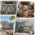 thumbnail image 6 of 2 Pack Outdoor Waterproof Throw Pillow Covers,Bohemia Terracotta Flower Decorative Square Pillow Case Patio Pillowcases for Chair Couch Sofa 16x16in, 6 of 9