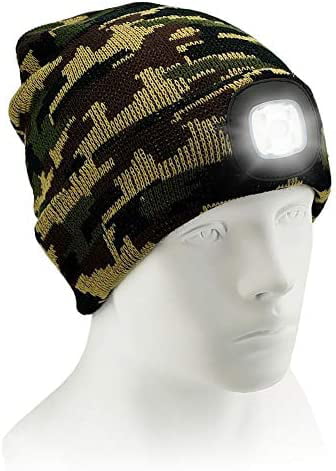LED Beanie Hat with Light Built in USB Rechargeable Rechargeable Head Torch USB Winter Lighted Headlight Gift for Men and Women Hat with Torch Built in Stocking Fillers Gifts for Dad 