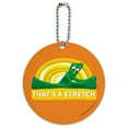 thumbnail image 1 of Gumby Stretching That's A Stretch Exercise Round Luggage ID Tag Card Suitcase Carry-On, 1 of 7