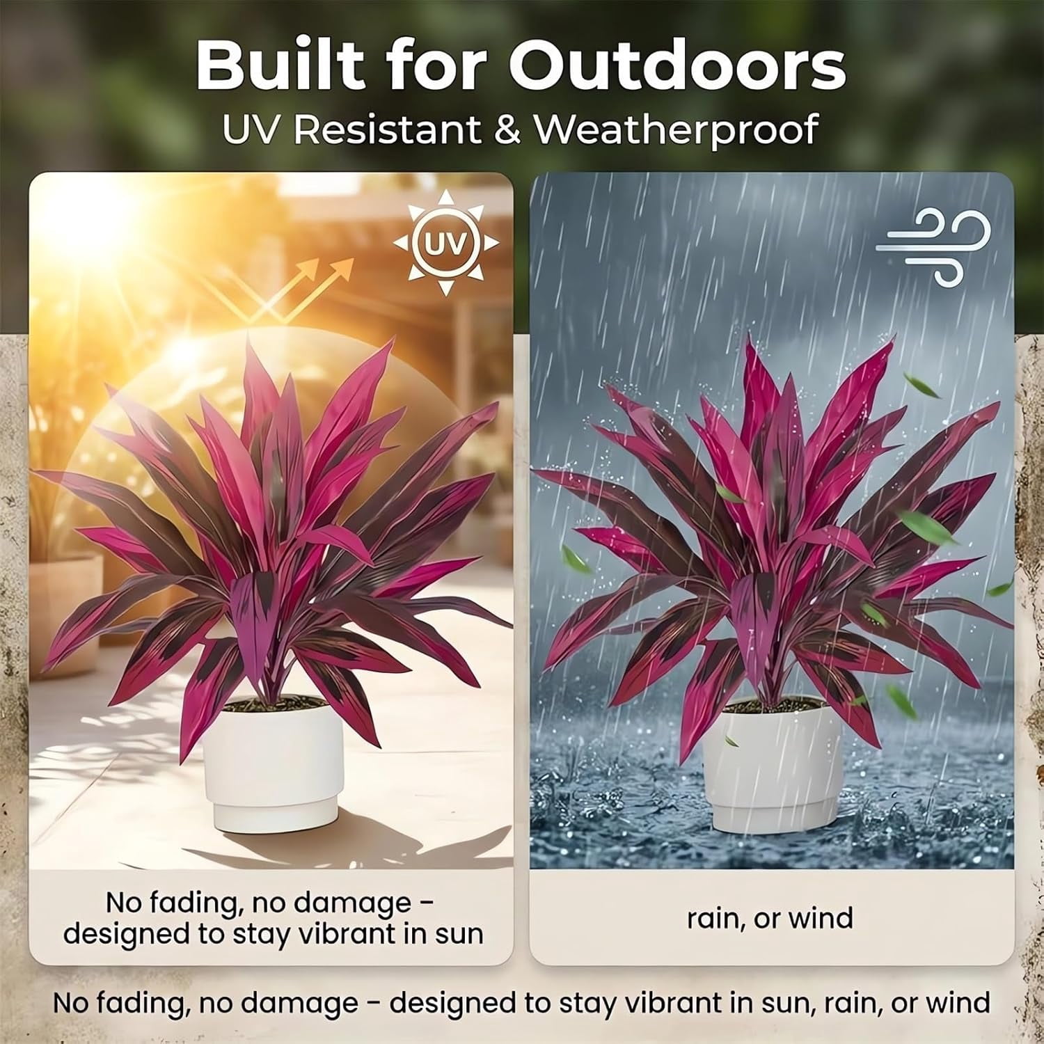 Artificial Tropical Plant UV Resistant Large Faux Plants Outdoor Fake Boston Ferns Potted Plants Realistic Agave Plastic Hostas Greenery Patio Outside Shrubs Flower Grass Front Porch Decor (6PCS)