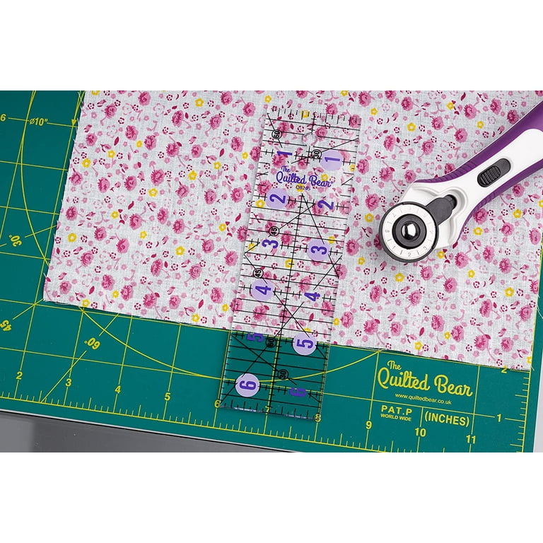 The Quilted Bear 6.5"x12" Acrylic Quilting Ruler & 45mm Rotary Cutter Set - Non-Slip & Ergonomic