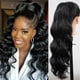 thumbnail image 1 of Pelucas con flequillo para mujer, peluca ondulada suelta de 24 pulgadas, extensión de cola de caballo con garra, cola ondulada larga y rizada, extensión de cabello natural suave con clip, postizo sint, 1 of 2